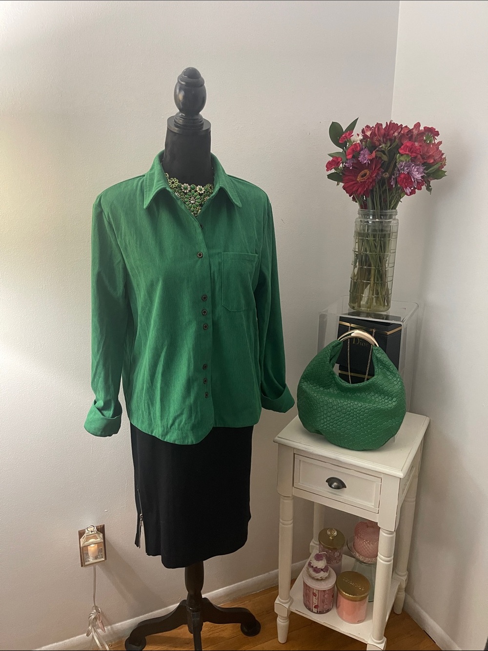 Corduroy Emerald Green Button-Down Shirt